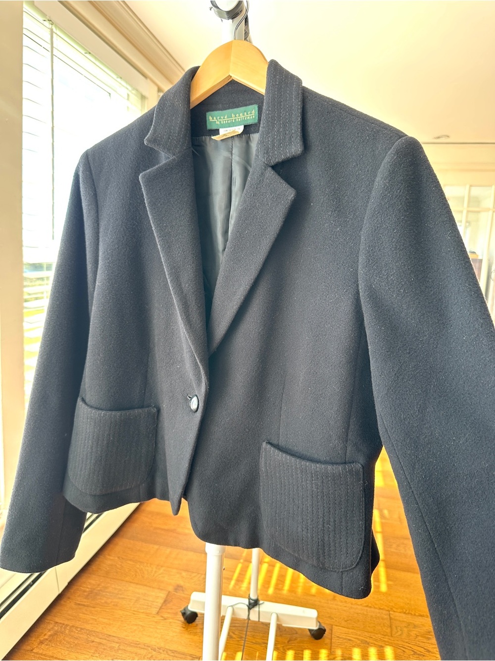 Harve Benard Wool Blend Blazer Jacket, Black, Fitted, Lined